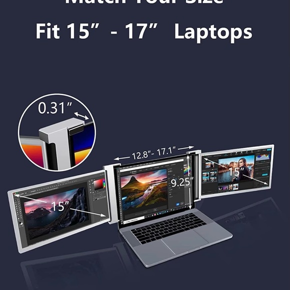 15 Inch Triple Portable Monitor 1080P FHD Laptop Screen